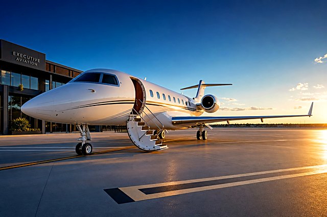 Private jet at an executive aviation terminal